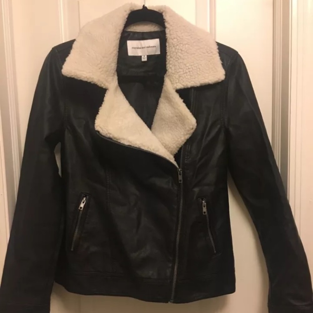 Cupcakes and cashmere leather & shearling jacket